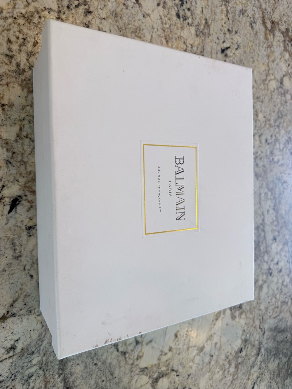 Balmain White Box with Gold Logo Plaque